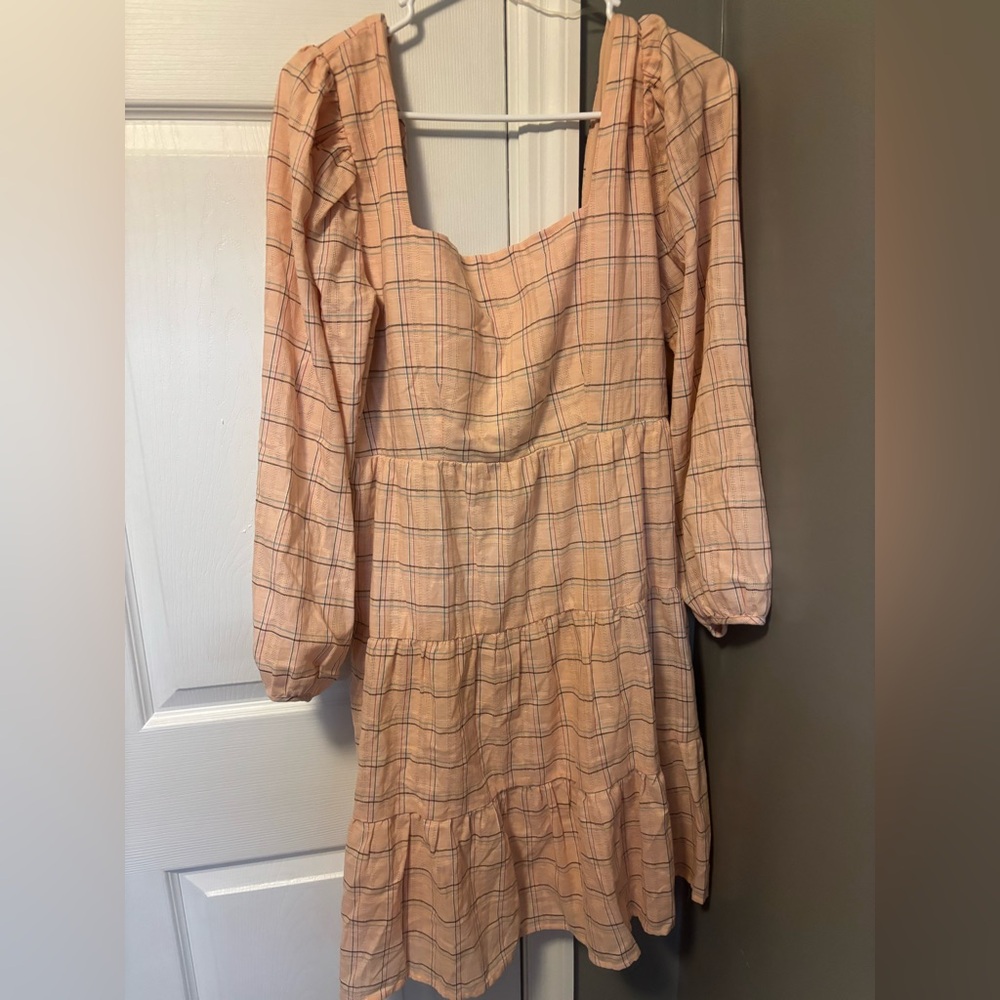 Kohl's Peach and Blue Plaid Dress